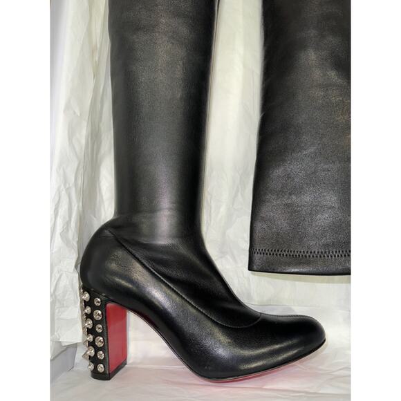 Christian Louboutin Study Stretch 85 Black Nappa Leather Knee High Heel Boot 36 - Picture 4 of 16